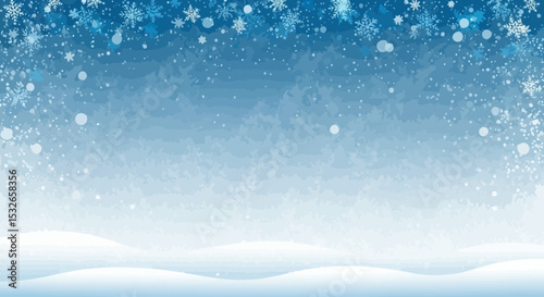Winter Wonderland Background Snowflakes Falling on Snowy Landscape