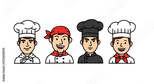 Diverse Chefs Cartoon Illustrations of Culinary Professionals