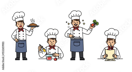 Chef Cartoon Characters Cooking, Baking, and Recipe Illustrations