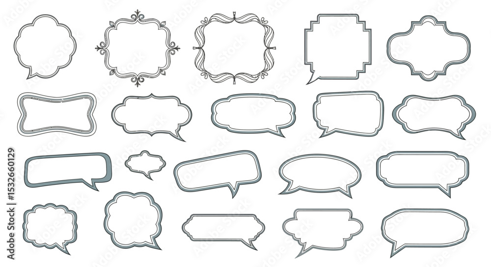 Obraz premium Collection of Decorative Frames and Speech Bubbles Design Elements for Your Projects