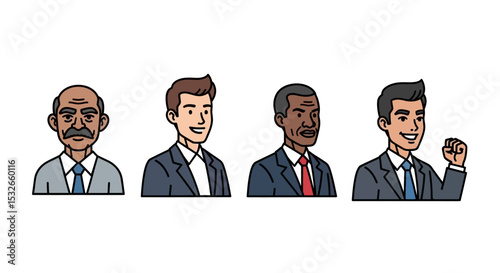 Diverse Business Professionals Portraits of Men in Suits