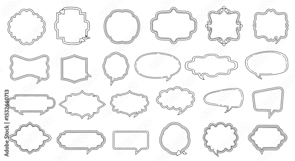 Fototapeta premium Collection of Ornate and Simple Speech Bubbles Design Elements for Projects