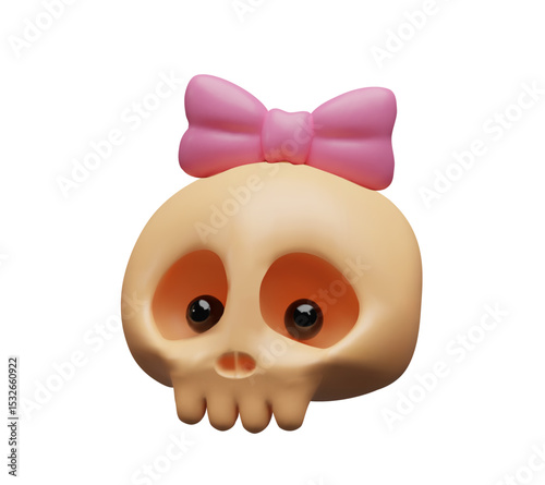 3d human skull with a bow for Halloween. Vector illustration about skeleton. Head for biology, chemistry, anatomy. Reaper mascot. Toxic sign, alert dangerous warning. Electricity power safety.