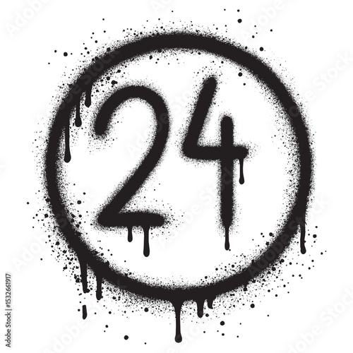 Spray Painted Graffiti 24 hours icon Sprayed isolated with a white background.