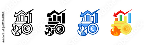Economic icon set bundle. Multi style icon collection perfect for websites, apps, and presentations. Simple vector icon collection