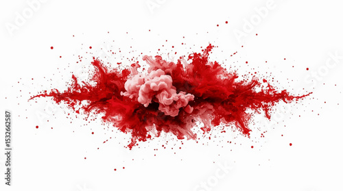 "Abstract red smoke swirl with ink-like splashes on a white background. Fluid motion, vibrant energy, and translucent textures create a dynamic, artistic visual perfect for modern design themes"