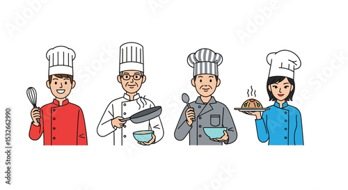 Diverse Culinary Professionals Chefs and Cooks Illustration