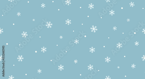 Seamless Winter Snowflake Pattern Light Blue Background with White Snowflakes for Holiday Designs