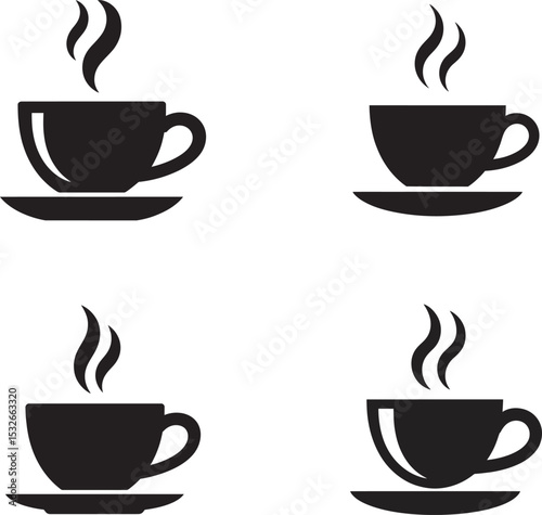 Set of coffee cup silhouette vector illustration on white background 