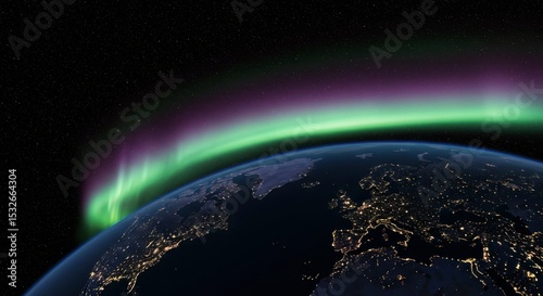 Earth with Aurora Borealis