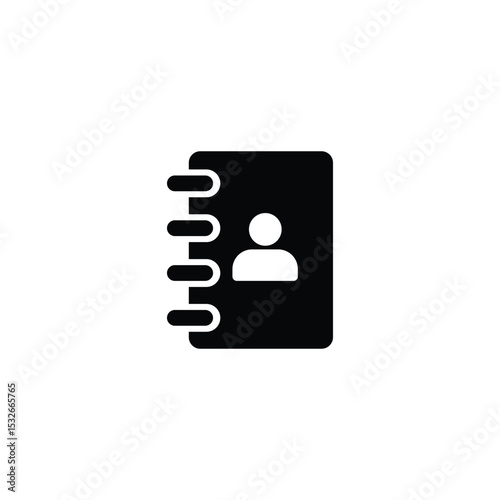 black Phone book vector abstract solid icon isolated on white background.