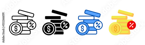 Interest rate icon set bundle. Multi style icon collection perfect for websites, apps, and presentations. Simple vector icon collection