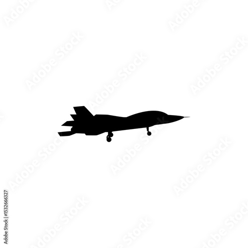 Silhouette of the Jet Fighter, Fighter aircraft are military aircraft designed primarily for air-to-air combat. Vector Illustration
