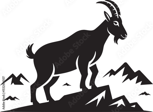 black goat on white background
