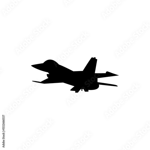 Silhouette of the Jet Fighter, Fighter aircraft are military aircraft designed primarily for air-to-air combat. Vector Illustration