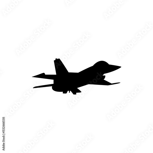 Silhouette of the Jet Fighter, Fighter aircraft are military aircraft designed primarily for air-to-air combat. Vector Illustration
