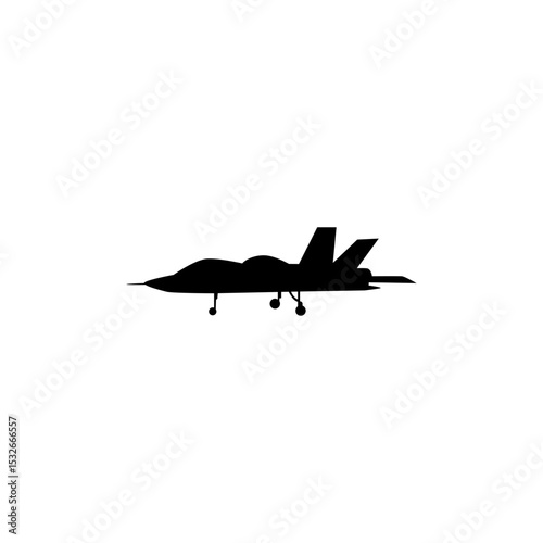 Silhouette of the Jet Fighter, Fighter aircraft are military aircraft designed primarily for air-to-air combat. Vector Illustration
