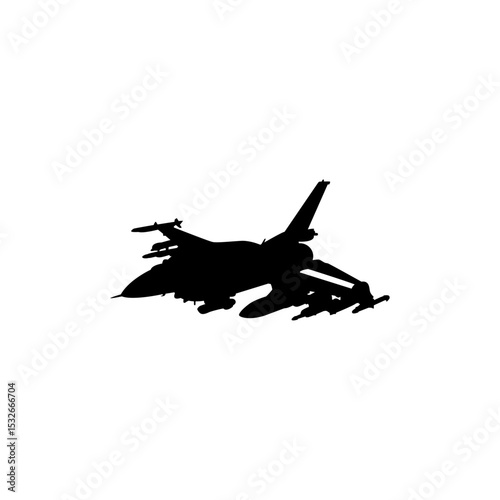 Silhouette of the Jet Fighter, Fighter aircraft are military aircraft designed primarily for air-to-air combat. Vector Illustration