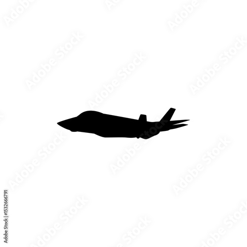 Silhouette of the Jet Fighter, Fighter aircraft are military aircraft designed primarily for air-to-air combat. Vector Illustration