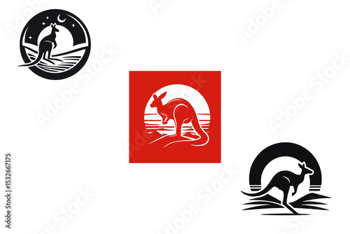This is an editable shillouet kangaroo mascot logo suitable for use in logo designs for shipping companies, service providers, warehouses, electronics, books, cotton, tools, t-shirts, banners, sports 