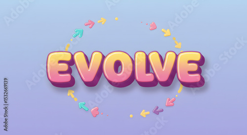 Evolve Colorful 3D Text Effect with Arrows Design
