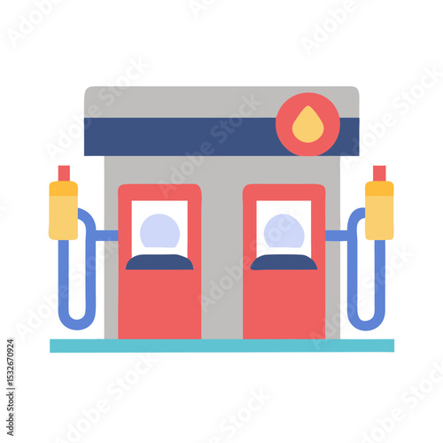 Gas Station Icon [fuel] [with pumps] [on transparent background]