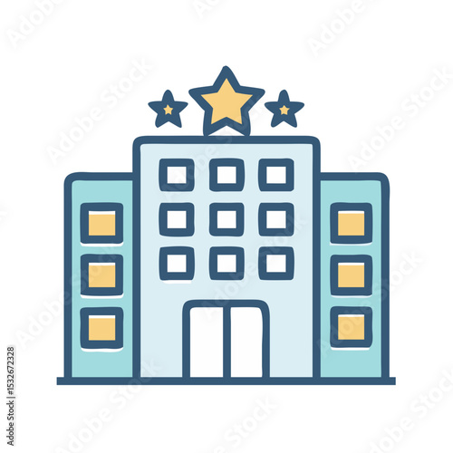Hotel Icon [three-star] [building with stars] [on transparent background]
