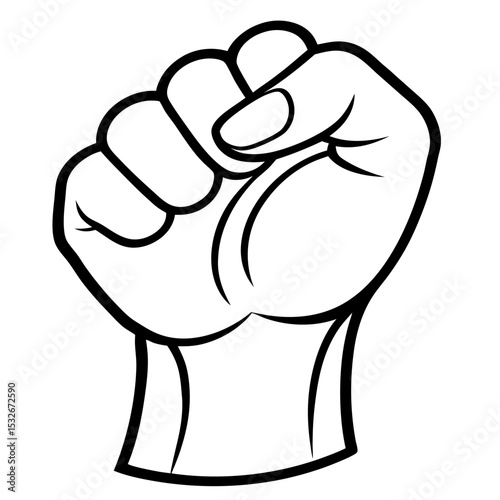 A vector of a clenched fist outline design in white background Art & Illustration