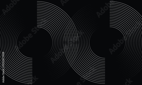 Sleek abstract background with interlocking radial line patterns on a black canvas. A modern, geometric, and minimal design perfect for tech visuals, branding, or digital presentations.