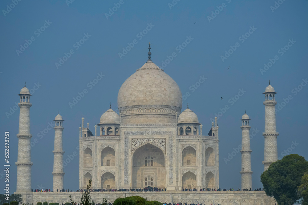 Obraz premium Taj Mahal in Agra Uttar Pradesh is a top tourism attraction of India and is a Mausoleum of Love