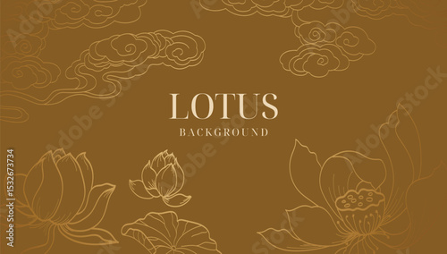 Elegant blooming lotus and clouds asian style background