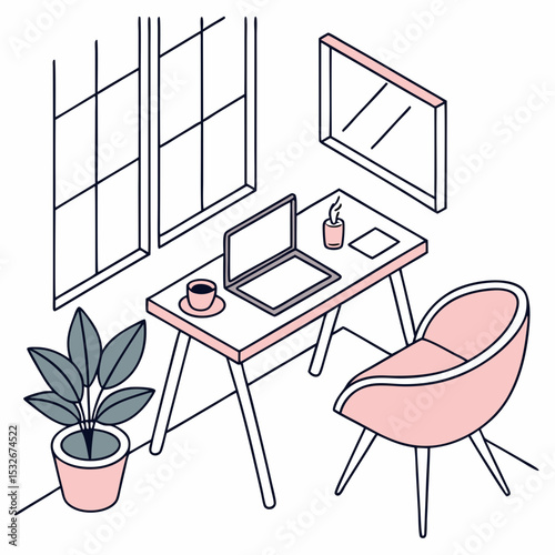 Remote Work Setup Illustration
