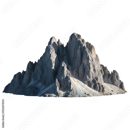 Striking Rocky Mountain Formation isolated on a transparent background 