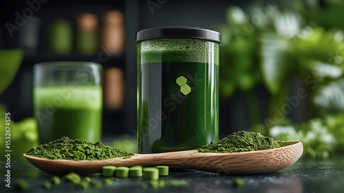 Green superfood powder  drink.
