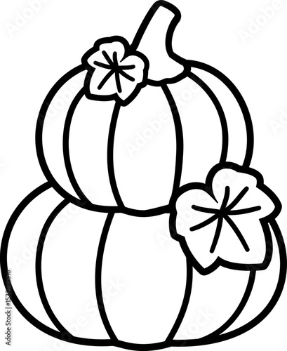 Two-layer pumpkin outline flat vector design.
Autumn stacked pumpkins line art with leaf element.
fall pumpkin line art isolated.
Transparent background. SVG file.