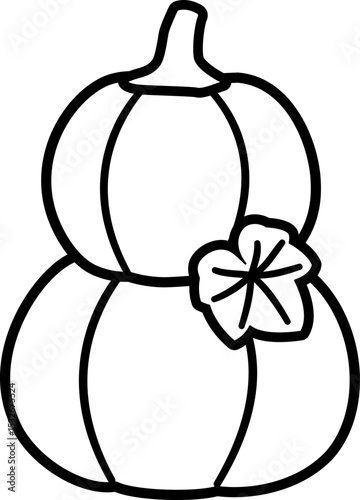 Two-layer pumpkin outline flat vector design.
Autumn stacked pumpkins line art with leaf element.
fall pumpkin line art isolated.
Transparent background. SVG file.