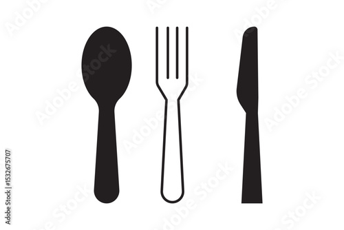 Tableware thin line icon set of fork, knife, spoon. Logotype menu. Cutlery and crockery sign. Flat style eating utensils symbol collection. Cutlery icon. restaurant business concept eps 10