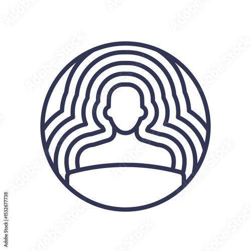 Line art icon of a person with concentric lines representing brainwaves and the different stages of the sleep cycle, symbolizing the concept of deep, restorative sleep.
