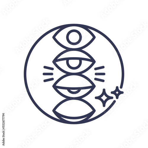 A symbolic icon of eyes transitioning from open to closed. Represents the journey from wakefulness to REM sleep, symbolizing the stages of consciousness, awareness, and dreaming.