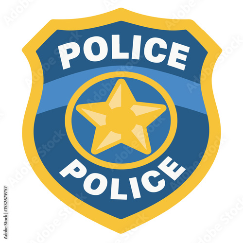 Police badge vector with gold star center, modern design suitable for security, law service themes.