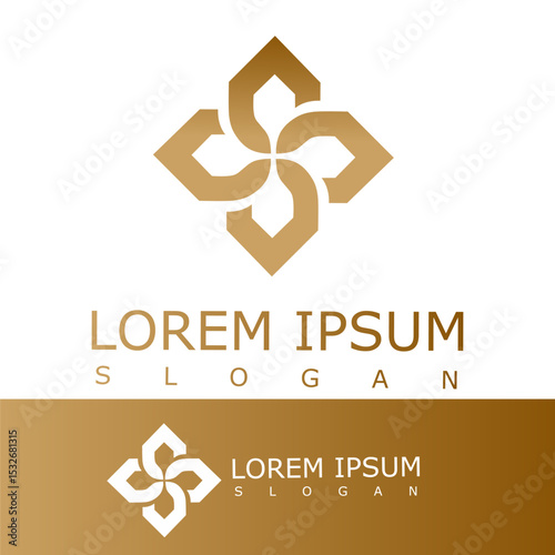Elegant Geometric Floral Logo in Gold for Luxury Brands or Spas