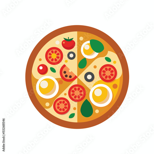 vector icon of tasty pizza with cheese on white background in Adobe Illustrator Artwork