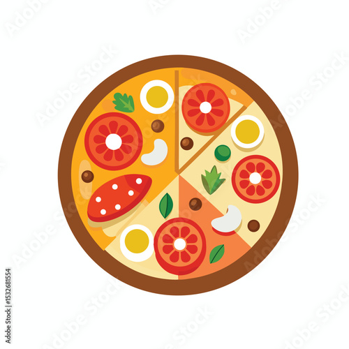 vector icon of tasty pizza with cheese on white background in Adobe Illustrator Artwork