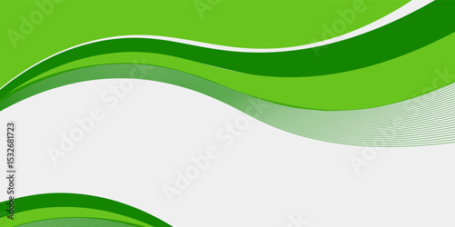 Abstract White and Green wave wide background banner
