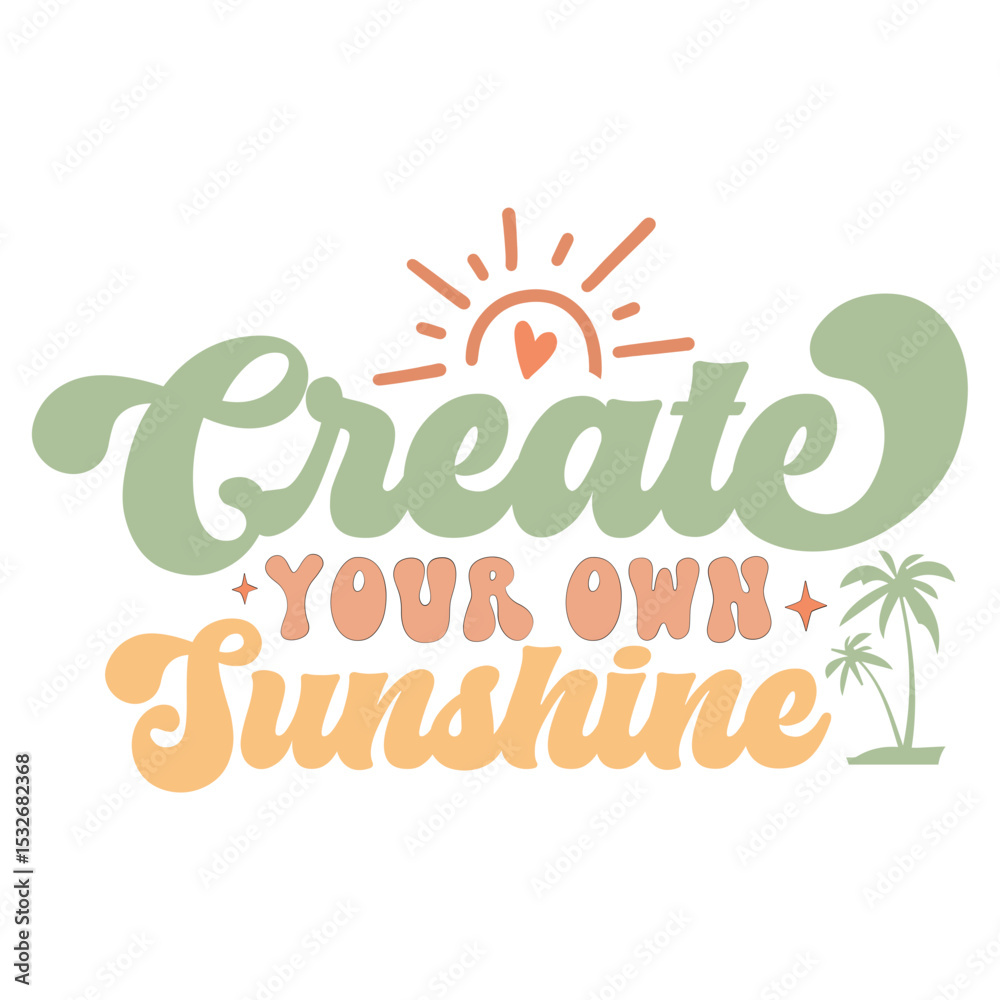 Obraz premium Summer Retro SVG Design, Beach Vector