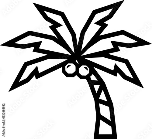 Minimalist Coconut Tree Logo Vector Art. Clean Palm Tree Silhouette. Tropical Beach Branding Illustration for Design Projects