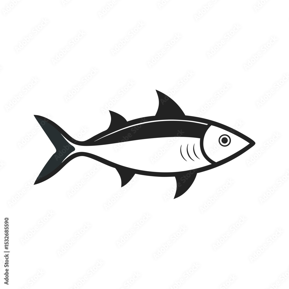 Fototapeta premium Herring Fish With Vector Outline Element