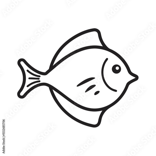 Flounder With Vector Outline Illustration