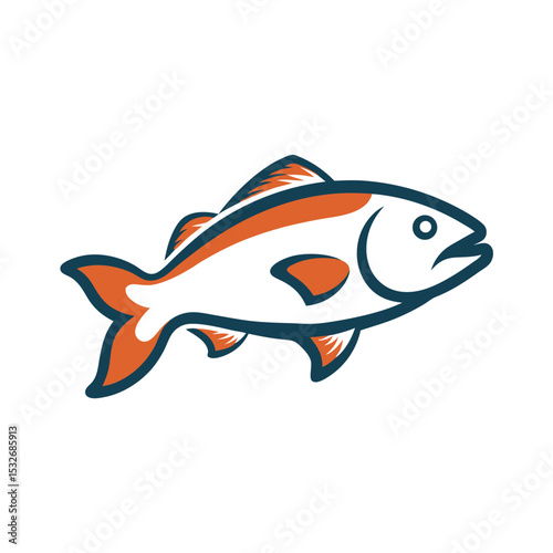 Cod Fish With Vector Outline Style
