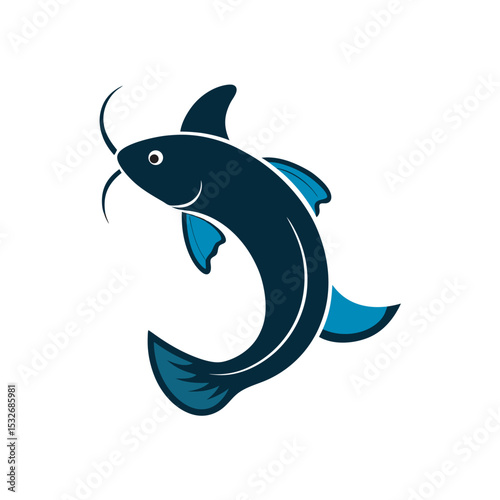 Catfish Fish With Vector Outline Image photo
